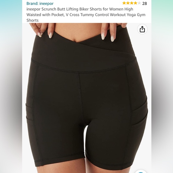 Ineepor | Scrunch Butt Lifting | High Waisted | Biker Shorts | + Pocket - Picture 1 of 6